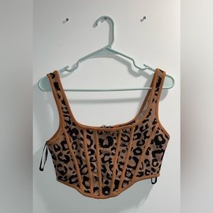 SHEIN corset crop top - brown cheetah print, size small